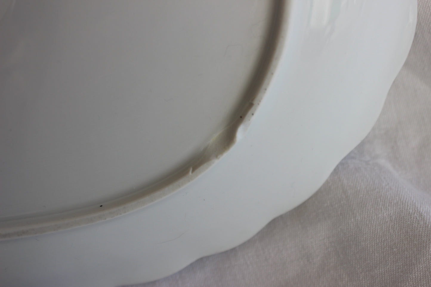 White serving platter with green floral pattern