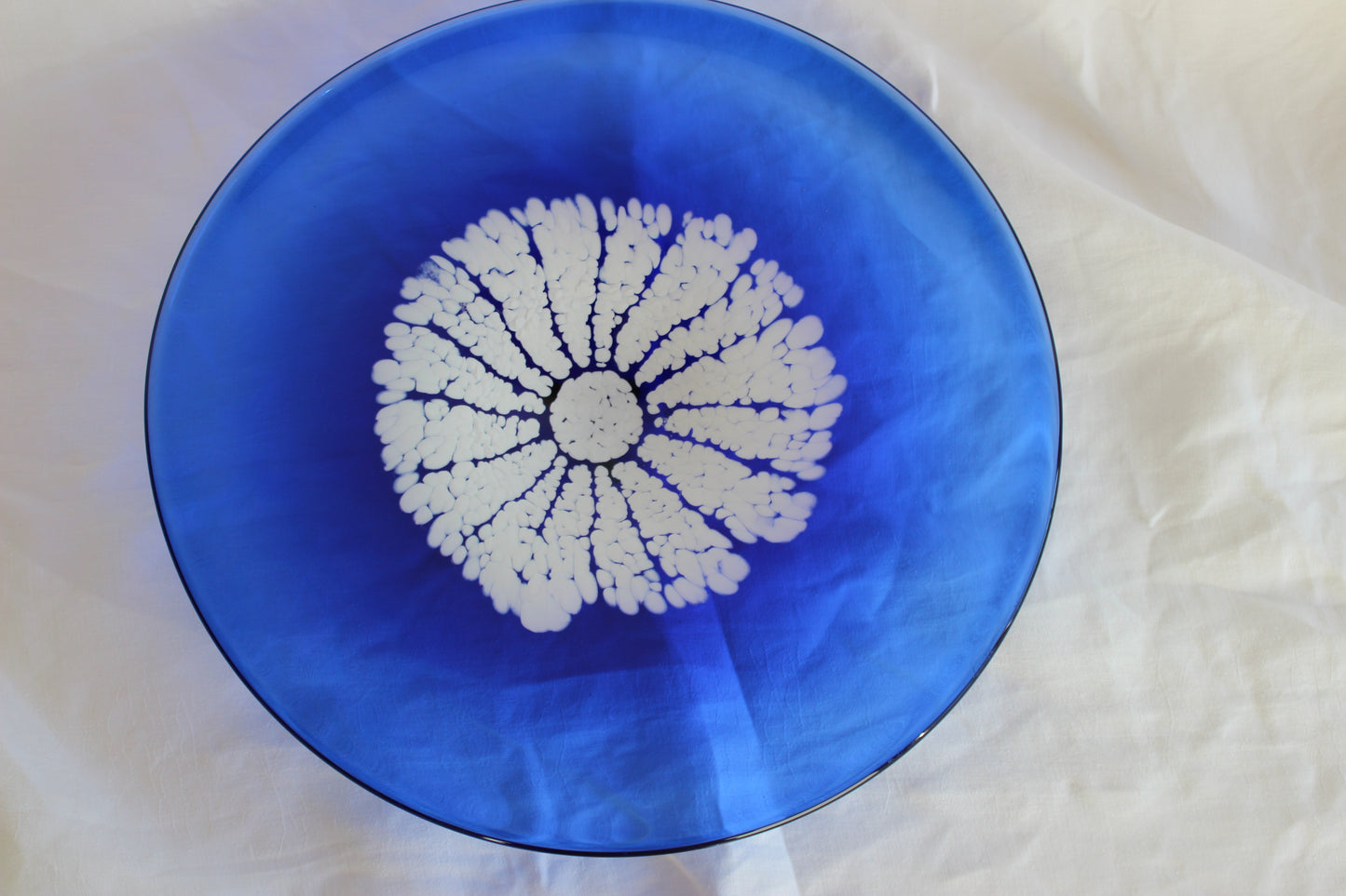 Stunning blue glass platter by Skrdlovice