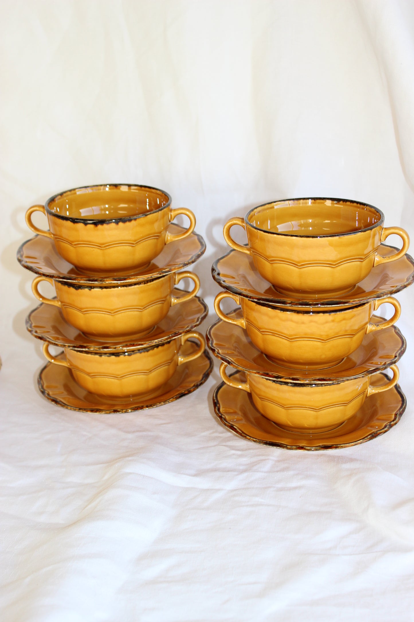 Lovely mustard yellow Pagnossin soup bowls - set of 6