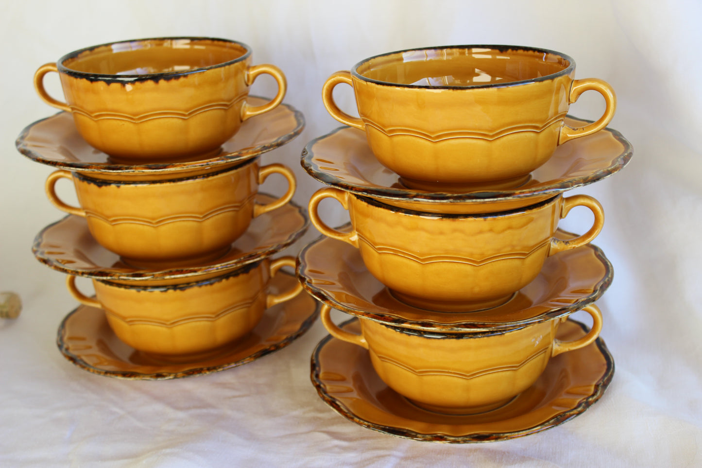 Lovely mustard yellow Pagnossin soup bowls - set of 6
