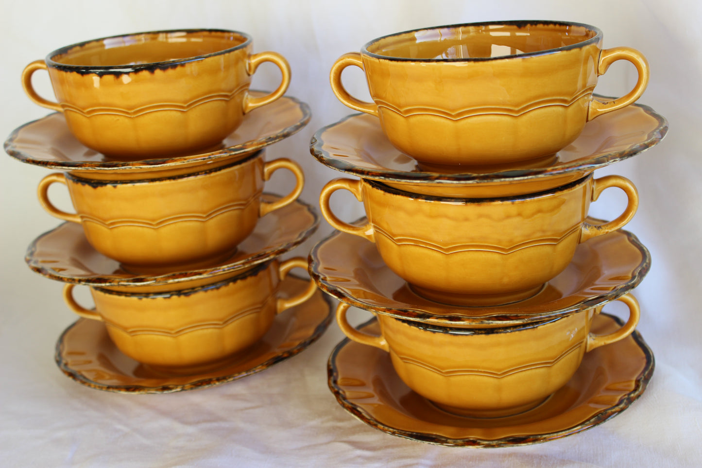 Lovely mustard yellow Pagnossin soup bowls - set of 6