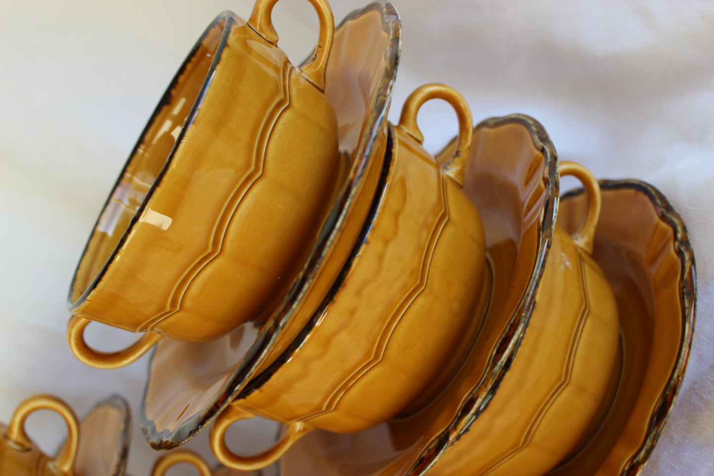 Lovely mustard yellow Pagnossin soup bowls - set of 6