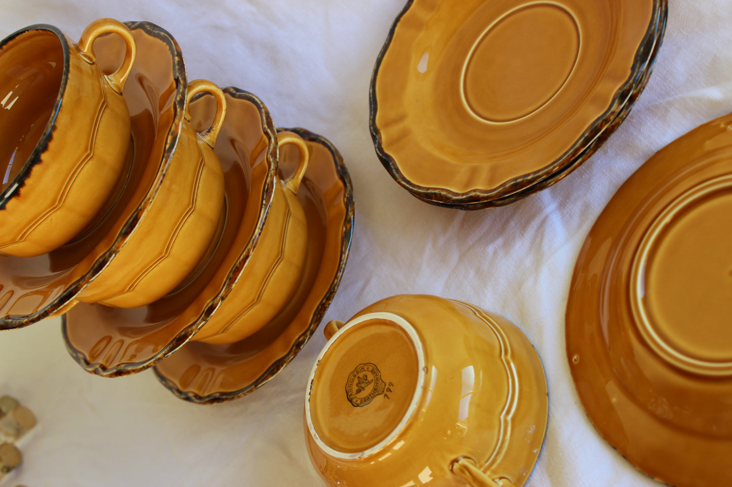 Lovely mustard yellow Pagnossin soup bowls - set of 6